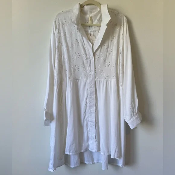 Bohme Flowy White Button Down Top - Size 3X - Picture 4 of 8